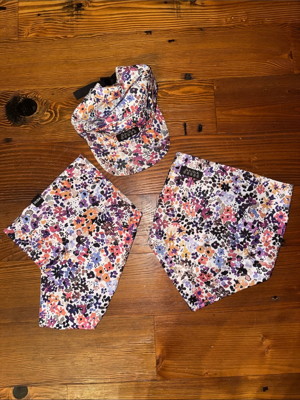 Skida 3-piece set floral hat neck gaiter and fleece bandana